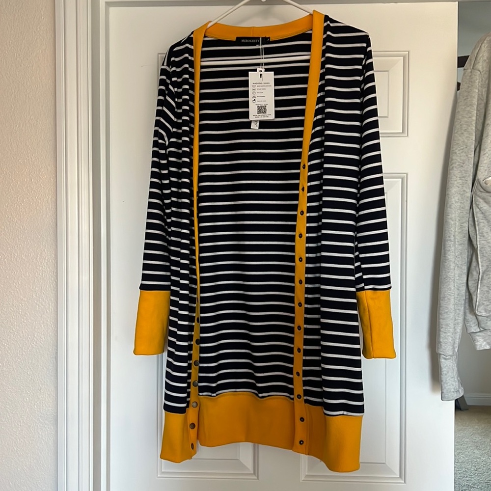 Meeokeety striped long cardigan L